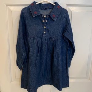 Girl’s Jean Dress with Appliqué Collar
